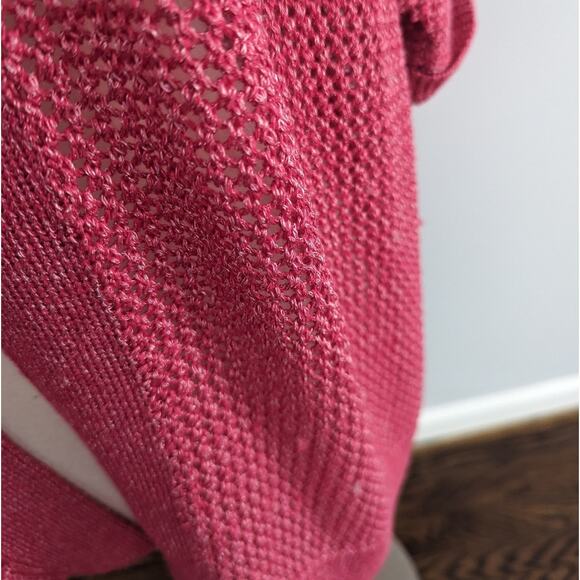 NEW Chico's Cielo Cardigan Pink Flambe Open Knit Size 2 = 12 Large - Picture 7 of 9